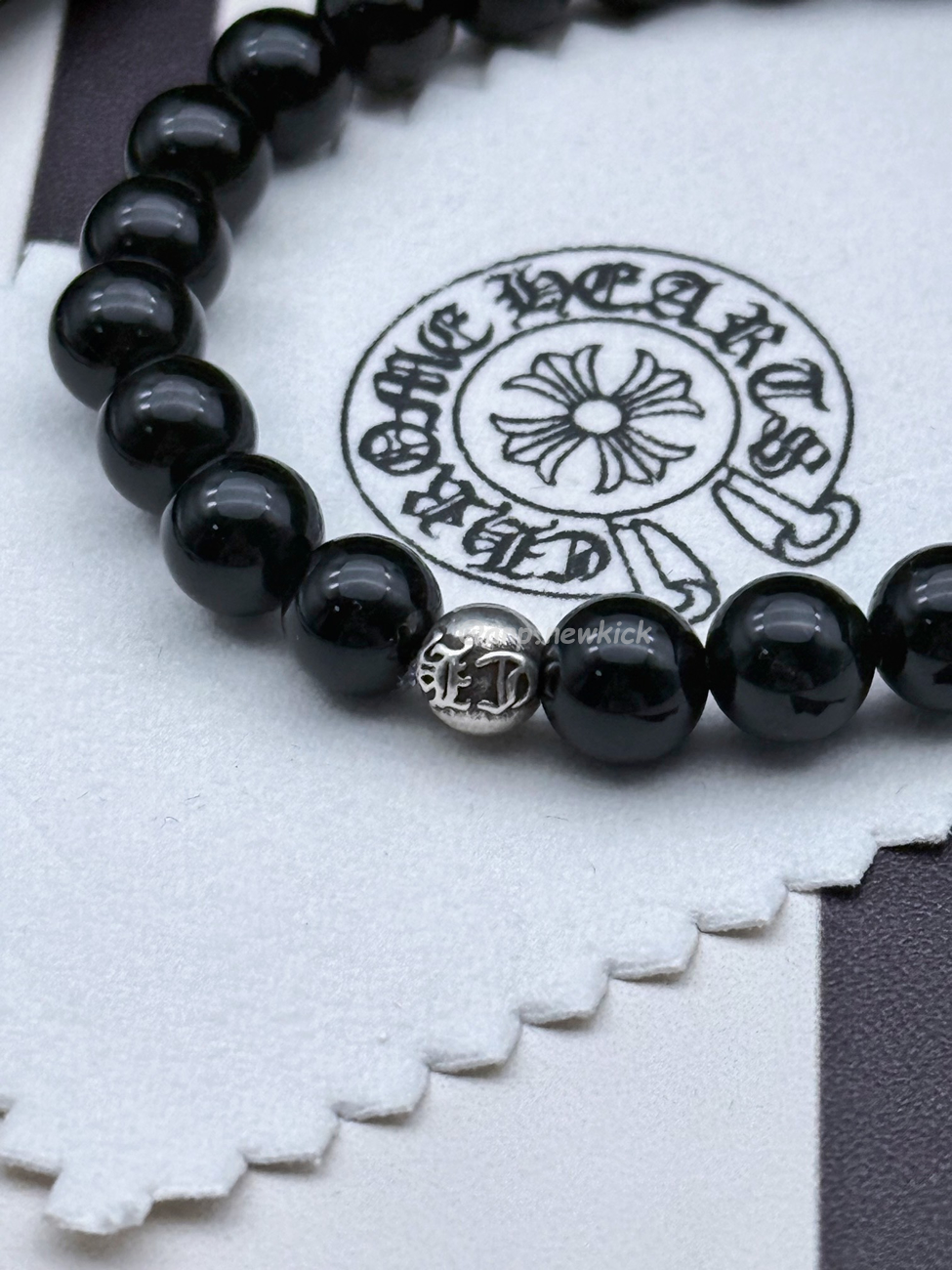 Chrome Hearts Obsidian Cross Flower Silver Ball Bracelet (6) - www.newkick.org